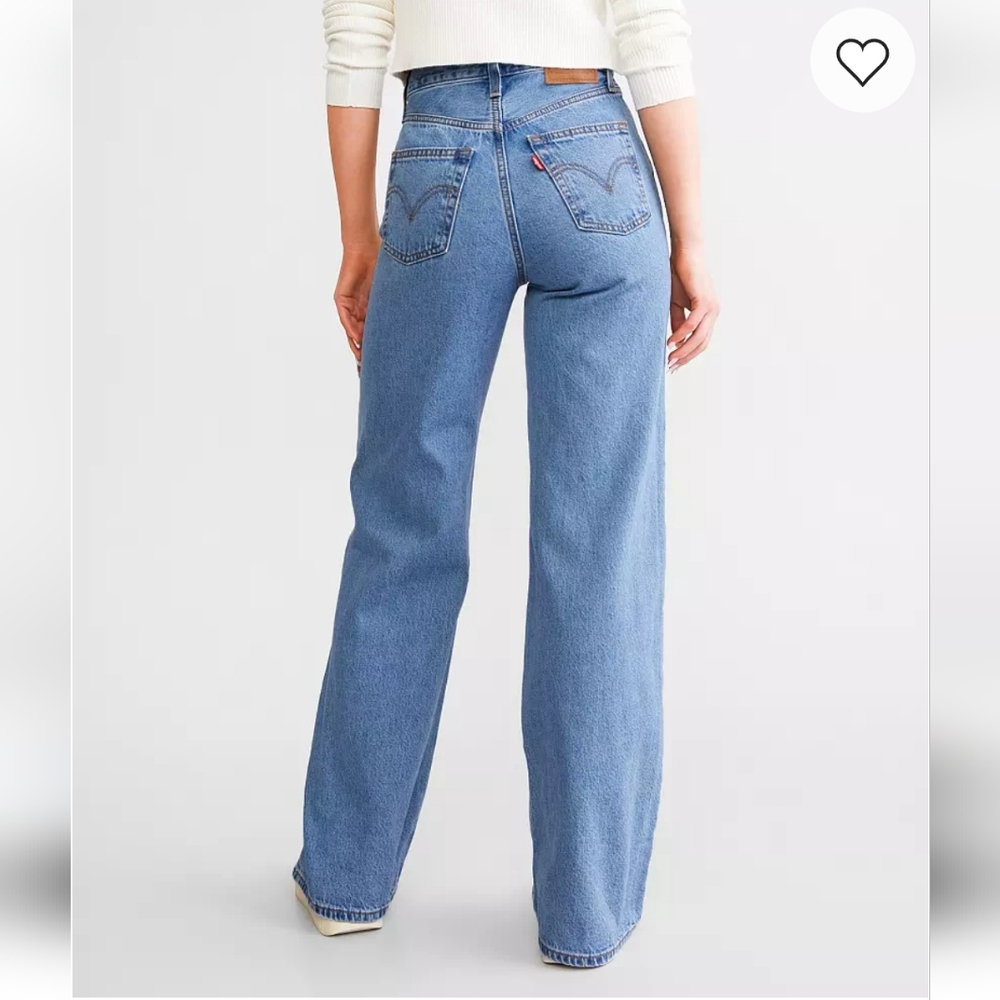 Levi's Ribcage Premium Wide Leg Blue Jeans - Picture 6 of 16